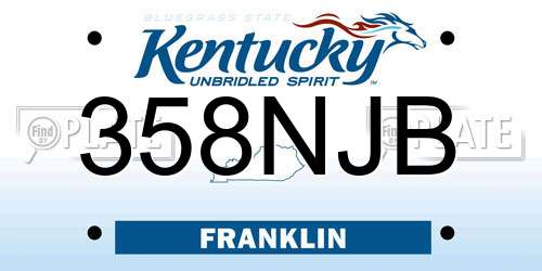 358NJB Kentucky License Plate
