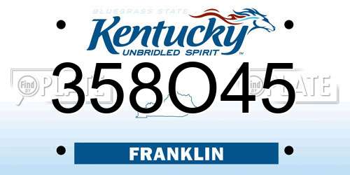 358O45 Kentucky License Plate