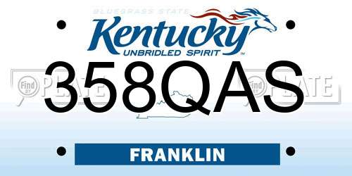 358QAS Kentucky License Plate
