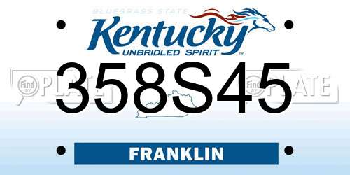 358S45 Kentucky License Plate