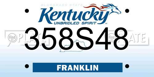 358S48 Kentucky License Plate