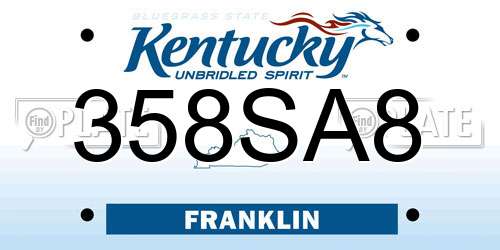 358SA8 Kentucky License Plate