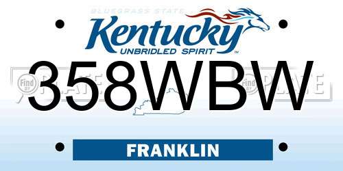 358WBW Kentucky License Plate