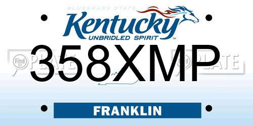 358XMP Kentucky License Plate