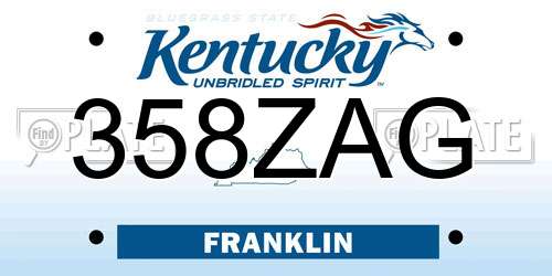 358ZAG Kentucky License Plate