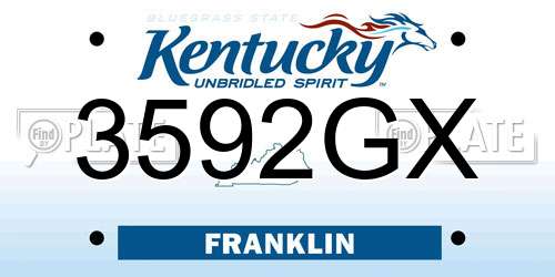 3592GX Kentucky License Plate