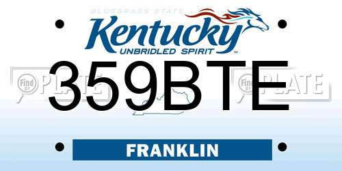 359BTE Kentucky License Plate