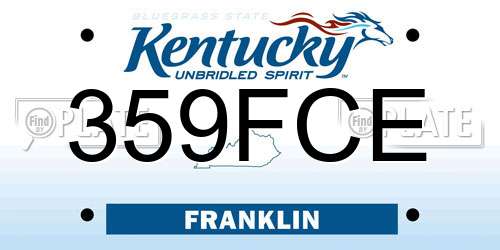 359FCE Kentucky License Plate