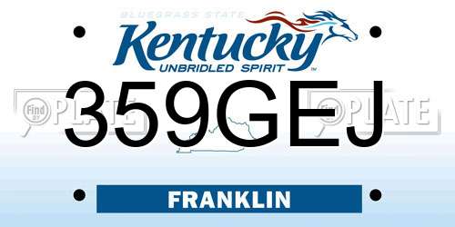 359GEJ Kentucky License Plate
