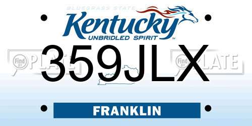 359JLX Kentucky License Plate