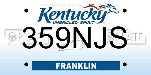 359NJS Kentucky License Plate