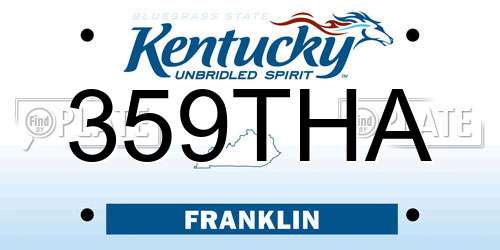 359THA Kentucky License Plate