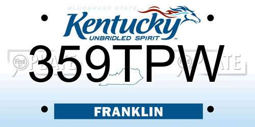 359TPW Kentucky License Plate