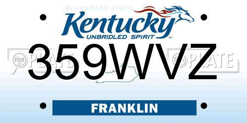 359WVZ Kentucky License Plate