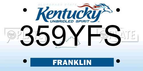 359YFS Kentucky License Plate