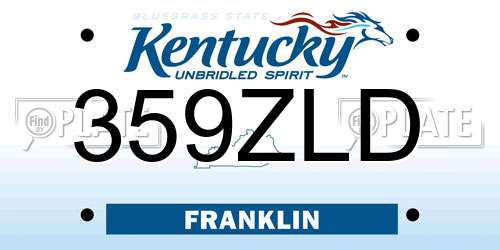 359ZLD Kentucky License Plate