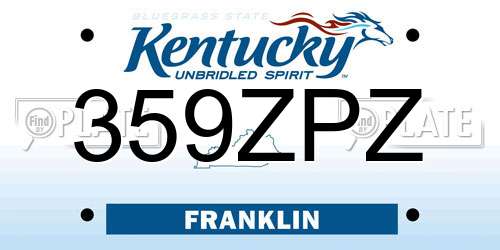 359ZPZ Kentucky License Plate