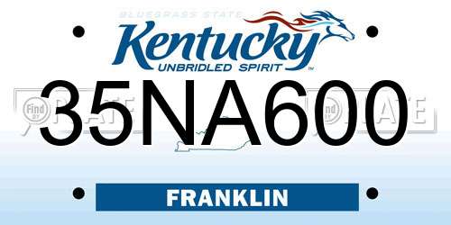 35NA600 Kentucky License Plate