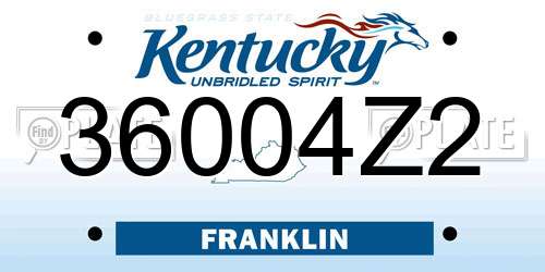 36004Z2 Kentucky License Plate