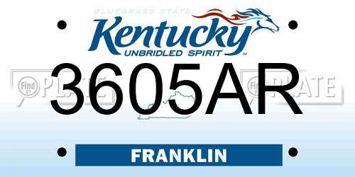 3605AR Kentucky License Plate