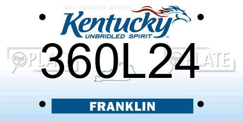 360L24 Kentucky License Plate