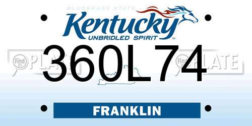 360L74 Kentucky License Plate