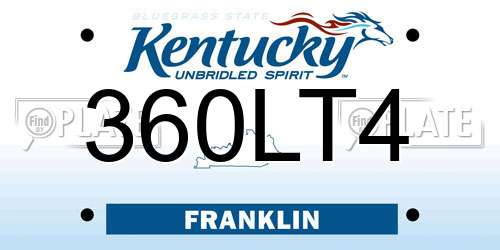 360LT4 Kentucky License Plate