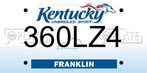 360LZ4 Kentucky License Plate
