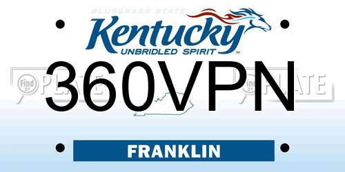 360VPN Kentucky License Plate