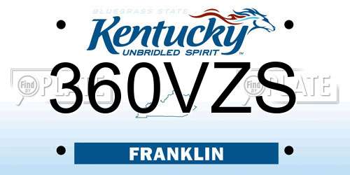 360VZS Kentucky License Plate