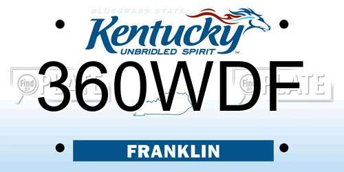 360WDF Kentucky License Plate