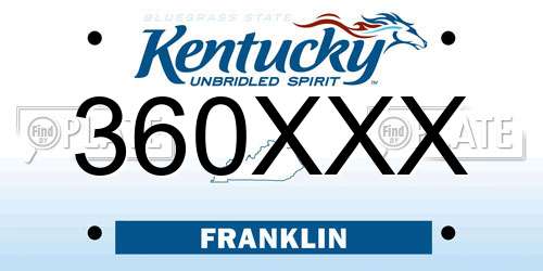 360XXX Kentucky License Plate