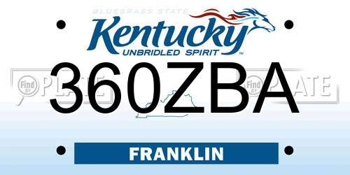 360ZBA Kentucky License Plate