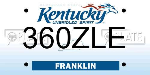 360ZLE Kentucky License Plate