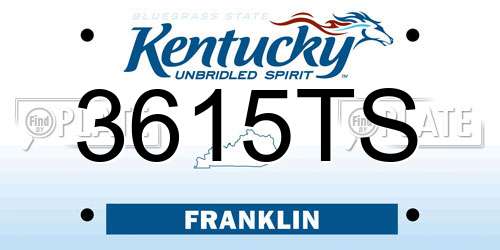 3615TS Kentucky License Plate