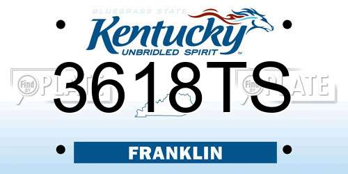 3618TS Kentucky License Plate