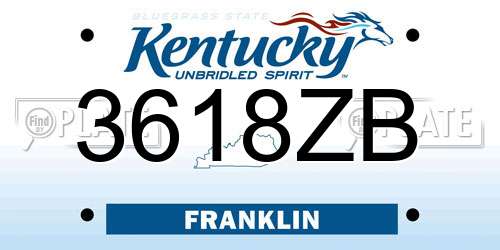 3618ZB Kentucky License Plate