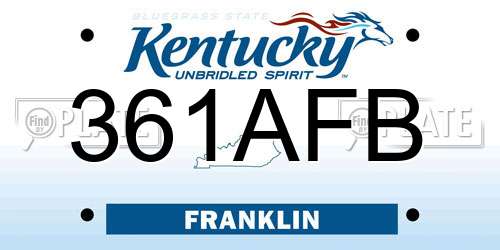 361AFB Kentucky License Plate