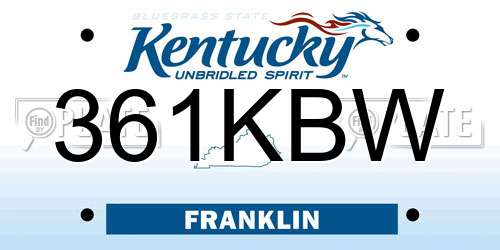 361KBW Kentucky License Plate