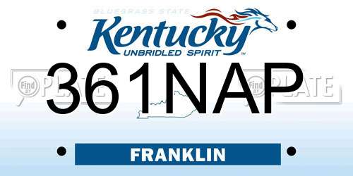 361NAP Kentucky License Plate