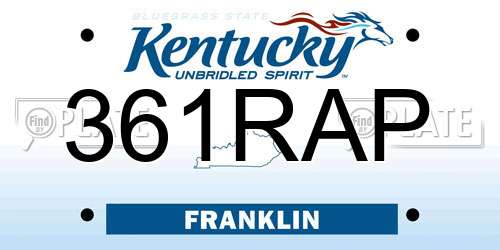 361RAP Kentucky License Plate