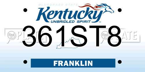 361ST8 Kentucky License Plate