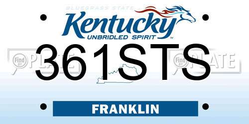 361STS Kentucky License Plate