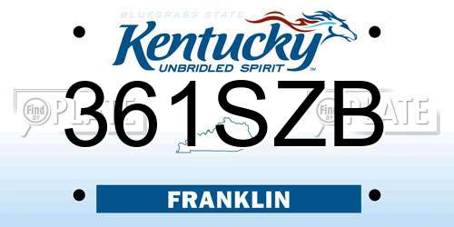 361SZB Kentucky License Plate