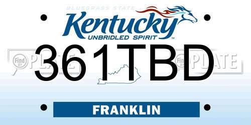 361TBD Kentucky License Plate