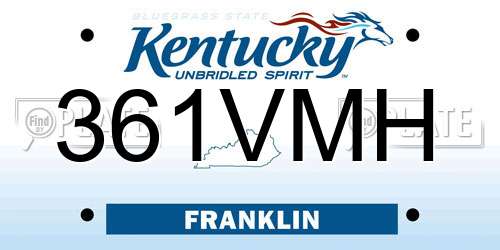 361VMH Kentucky License Plate