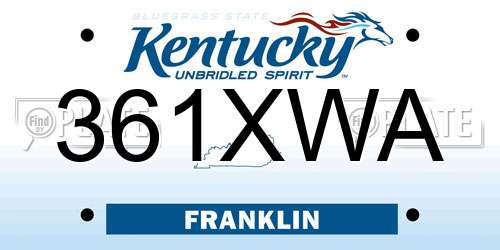 361XWA Kentucky License Plate