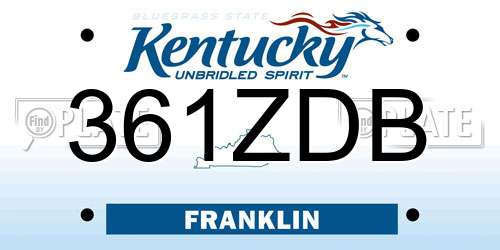 361ZDB Kentucky License Plate