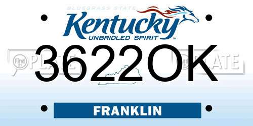 3622OK Kentucky License Plate