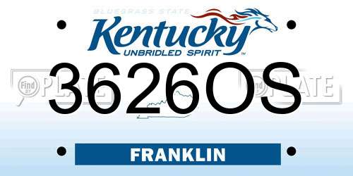 3626OS Kentucky License Plate